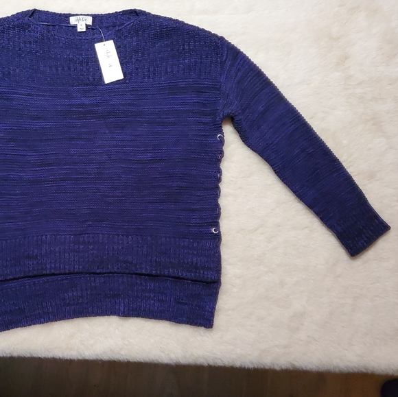 Style & Co Sweater Lace Up Pullover Purple Xs - Picture 3 of 5